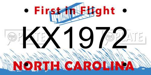 KX1972 North Carolina License Plate
