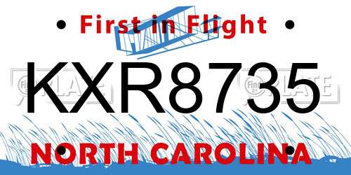 KXR8735 North Carolina License Plate