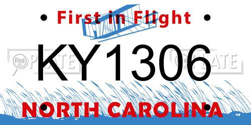 KY1306 North Carolina License Plate
