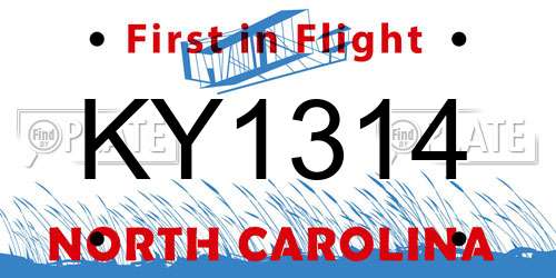KY1314 North Carolina License Plate