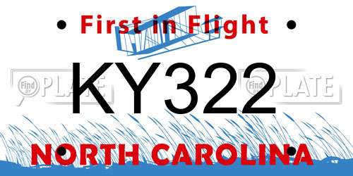 KY322 North Carolina License Plate
