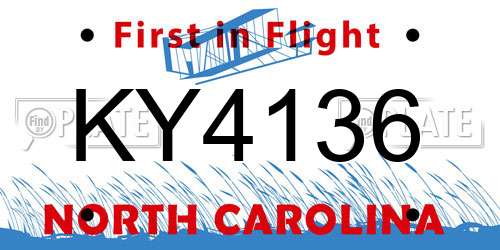 KY4136 North Carolina License Plate
