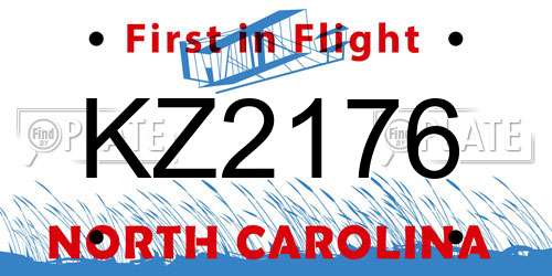KZ2176 North Carolina License Plate