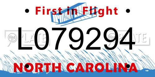 L079294 North Carolina License Plate