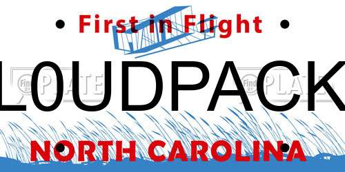 L0UDPACK North Carolina License Plate