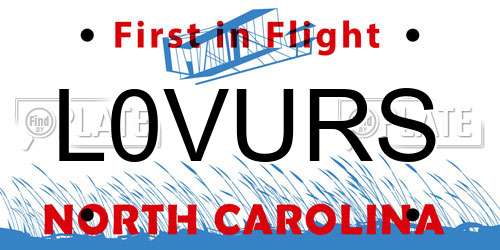 L0VURS North Carolina License Plate
