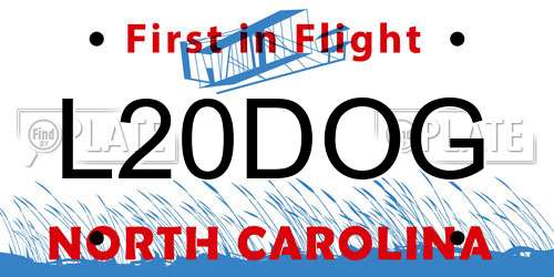 L20DOG North Carolina License Plate