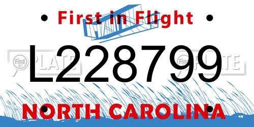 L228799 North Carolina License Plate
