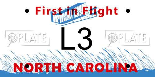 L3 North Carolina License Plate