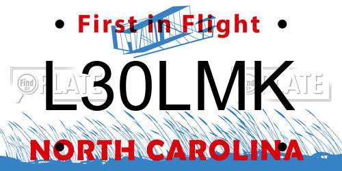 L30LMK North Carolina License Plate