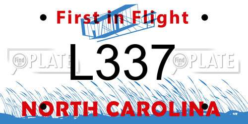 L337 North Carolina License Plate