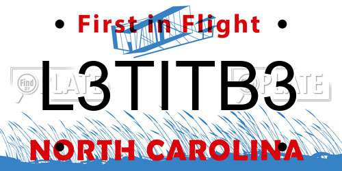L3TITB3 North Carolina License Plate