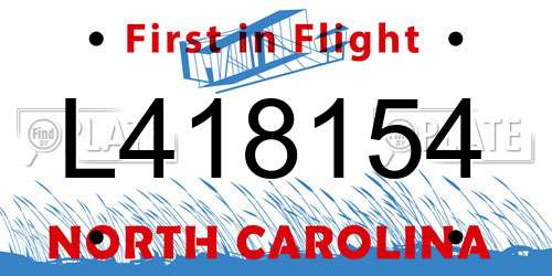L418154 North Carolina License Plate