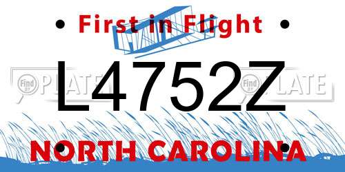 L4752Z North Carolina License Plate
