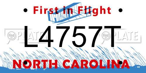 L4757T North Carolina License Plate