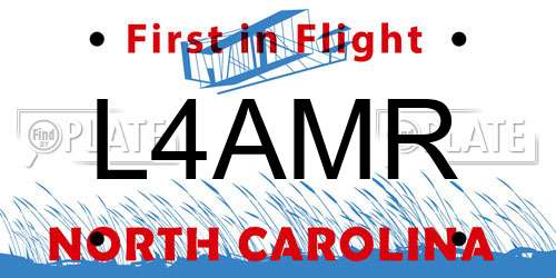L4AMR North Carolina License Plate