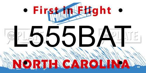 L555BAT North Carolina License Plate