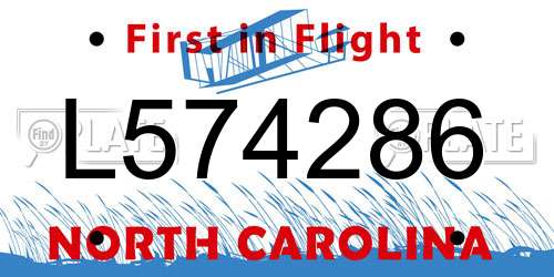 L574286 North Carolina License Plate