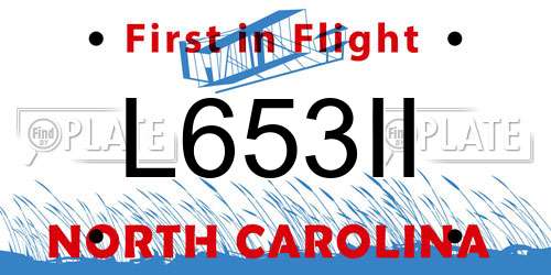 L653II North Carolina License Plate