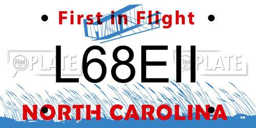 L68EII North Carolina License Plate
