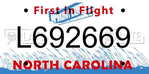 L692669 North Carolina License Plate