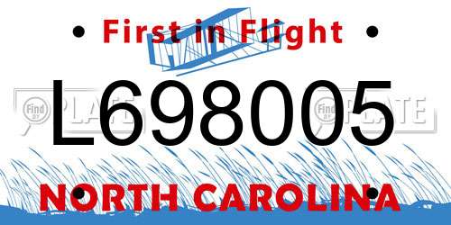 L698005 North Carolina License Plate