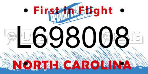 L698008 North Carolina License Plate