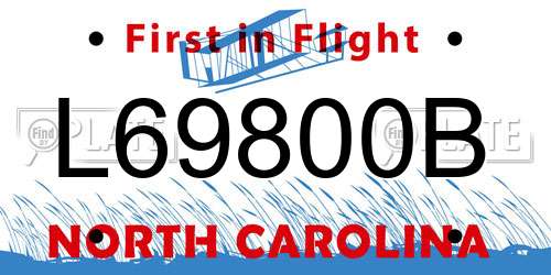 L69800B North Carolina License Plate