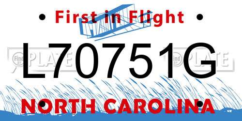 L70751G North Carolina License Plate