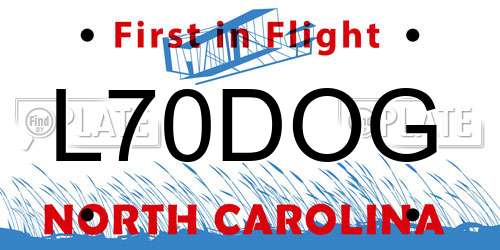 L70DOG North Carolina License Plate