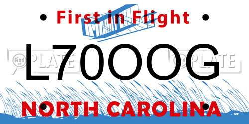 L70OOG North Carolina License Plate