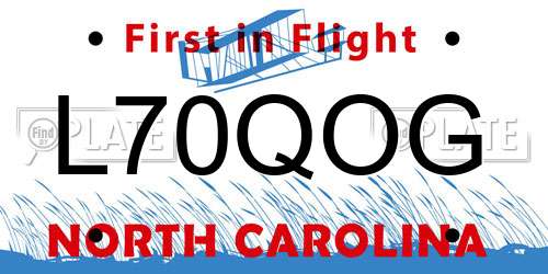 L70QOG North Carolina License Plate