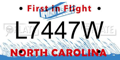 L7447W North Carolina License Plate