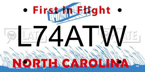 L74ATW North Carolina License Plate