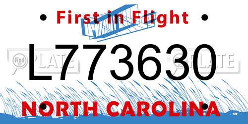 L773630 North Carolina License Plate