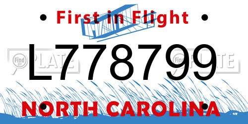 L778799 North Carolina License Plate