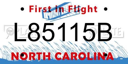 L85115B North Carolina License Plate