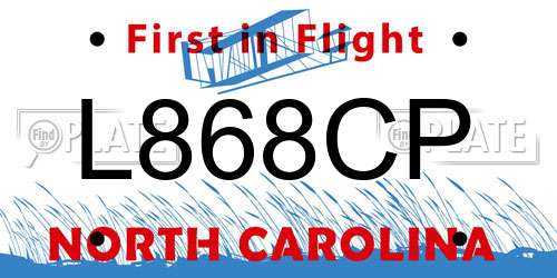 L868CP North Carolina License Plate