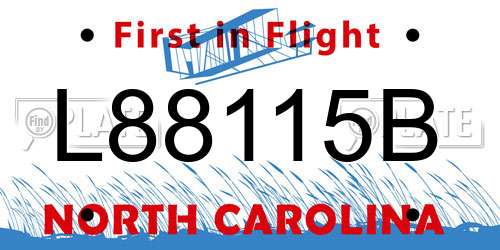 L88115B North Carolina License Plate