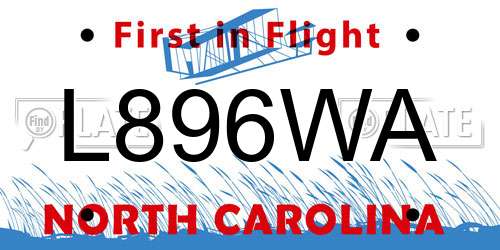 L896WA North Carolina License Plate