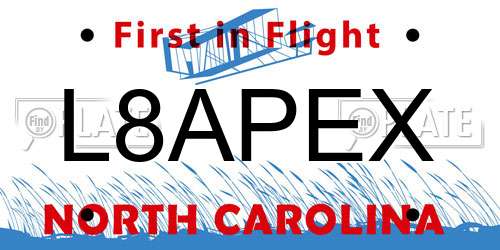 L8APEX North Carolina License Plate