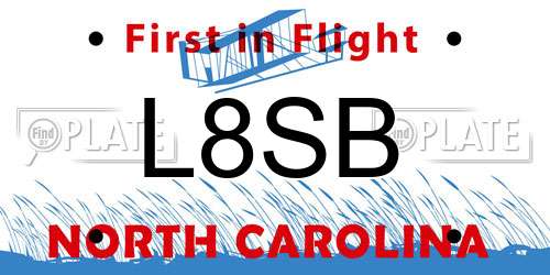 L8SB North Carolina License Plate