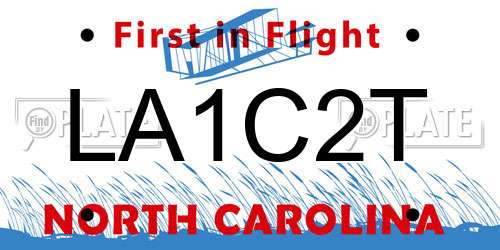 LA1C2T North Carolina License Plate