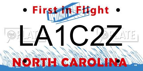 LA1C2Z North Carolina License Plate