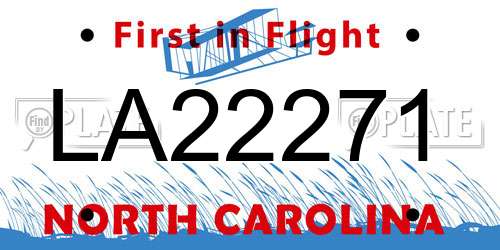 LA22271 North Carolina License Plate