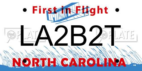 LA2B2T North Carolina License Plate