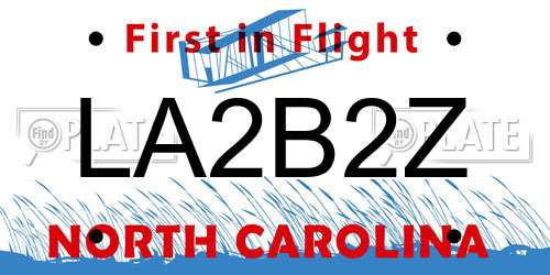 LA2B2Z North Carolina License Plate