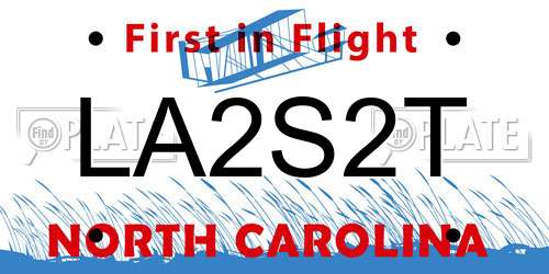 LA2S2T North Carolina License Plate