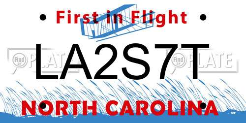LA2S7T North Carolina License Plate