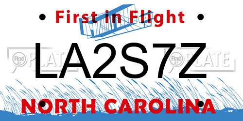 LA2S7Z North Carolina License Plate